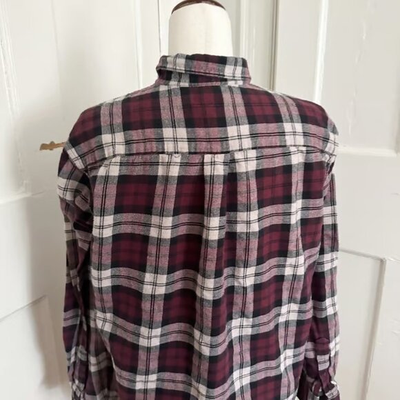 Croft & Barrow Maroon & White Plaid Flannel Men's L - Picture 6 of 7